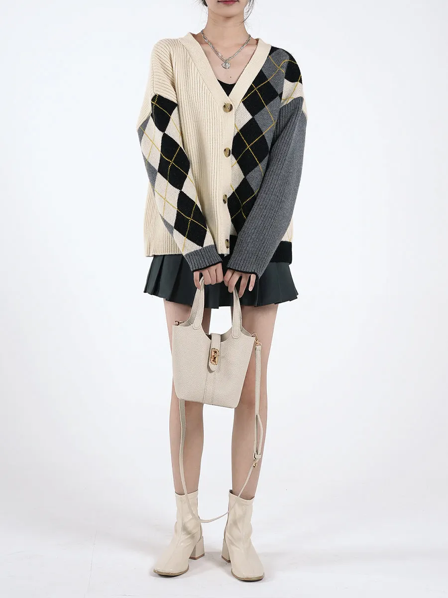Argyle Check Cardigan Coat