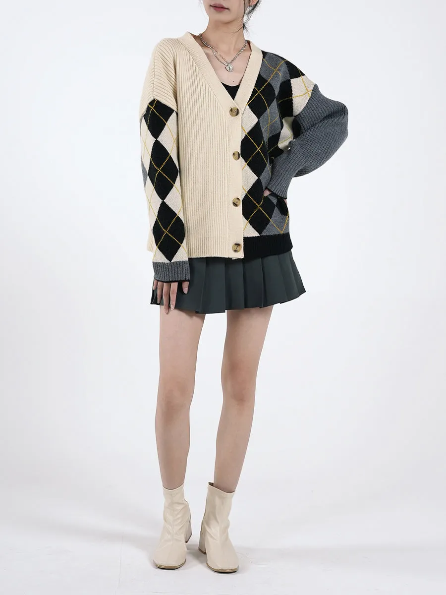 Argyle Check Cardigan Coat