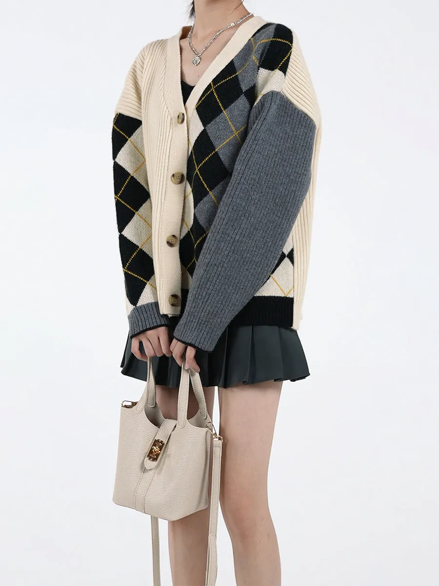 Argyle Check Cardigan Coat