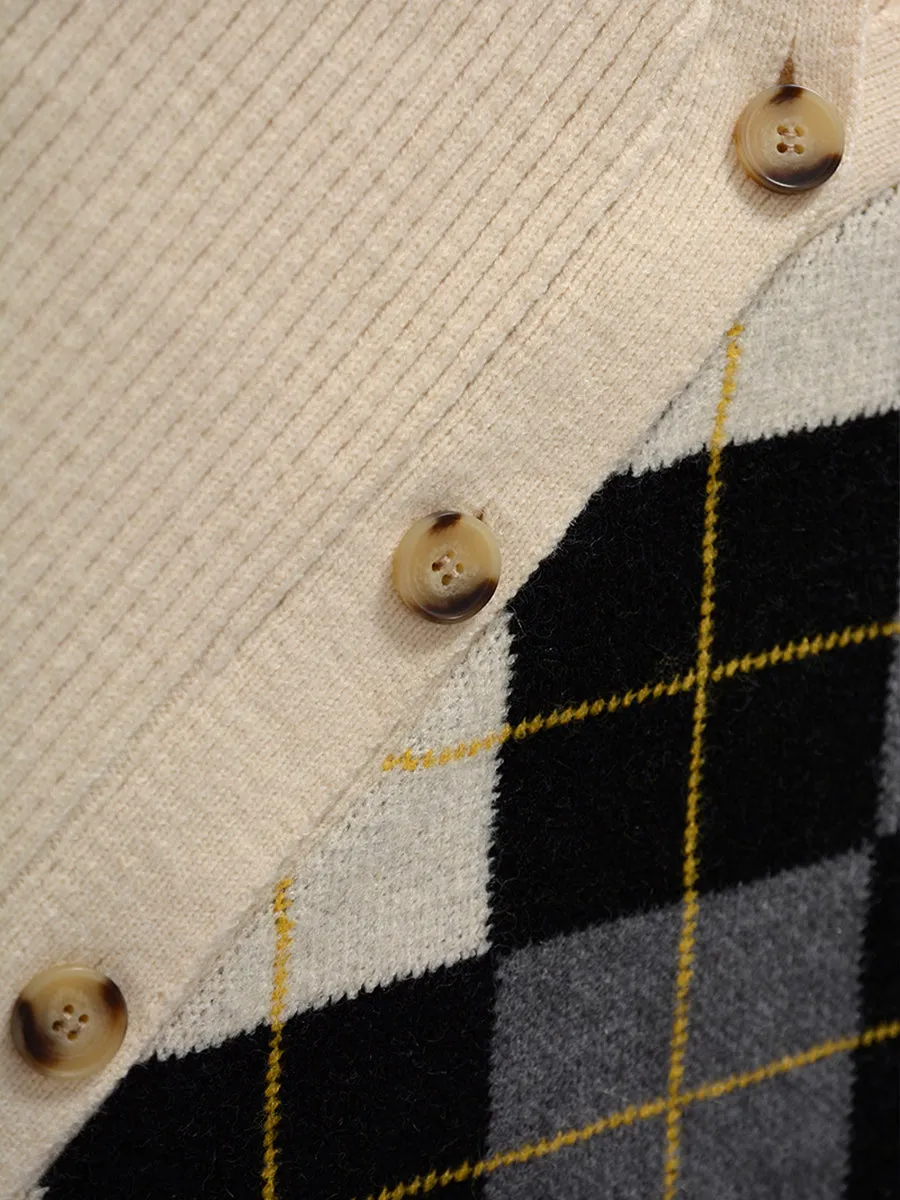 Argyle Check Cardigan Coat