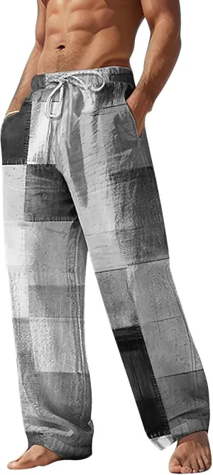 Baggy Linen Boho Yoga Casual Drop Crotch Trouser Elastic Waist Beach Pants Men Cotton Baggy Hippie Yoga Harem Pants