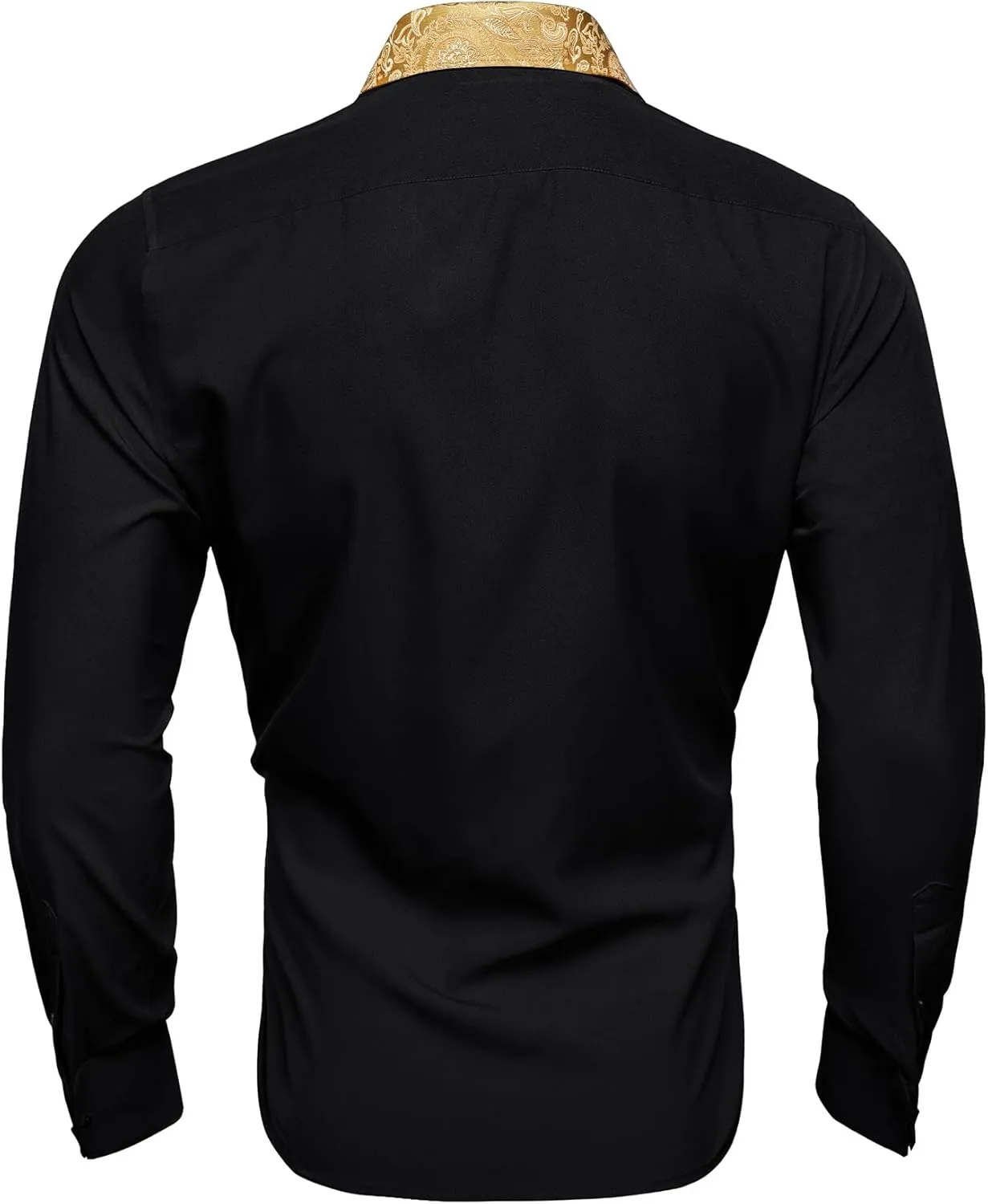 Barry.Wang Mens Satin Silk Shirts Long Sleeve Designer Dress Shirt Shiny Untucked Casual Button Down Shirt Party Disco Formal