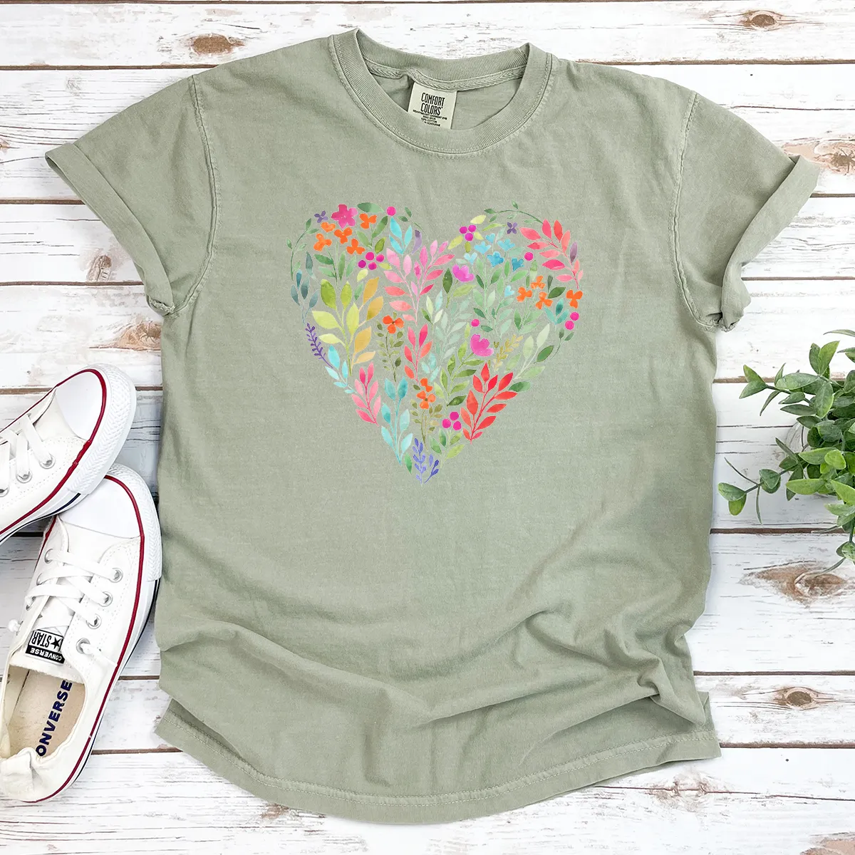 bright flower heart cotton tee