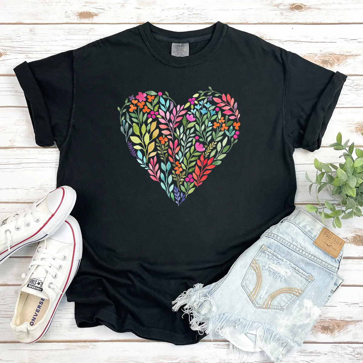 bright flower heart cotton tee
