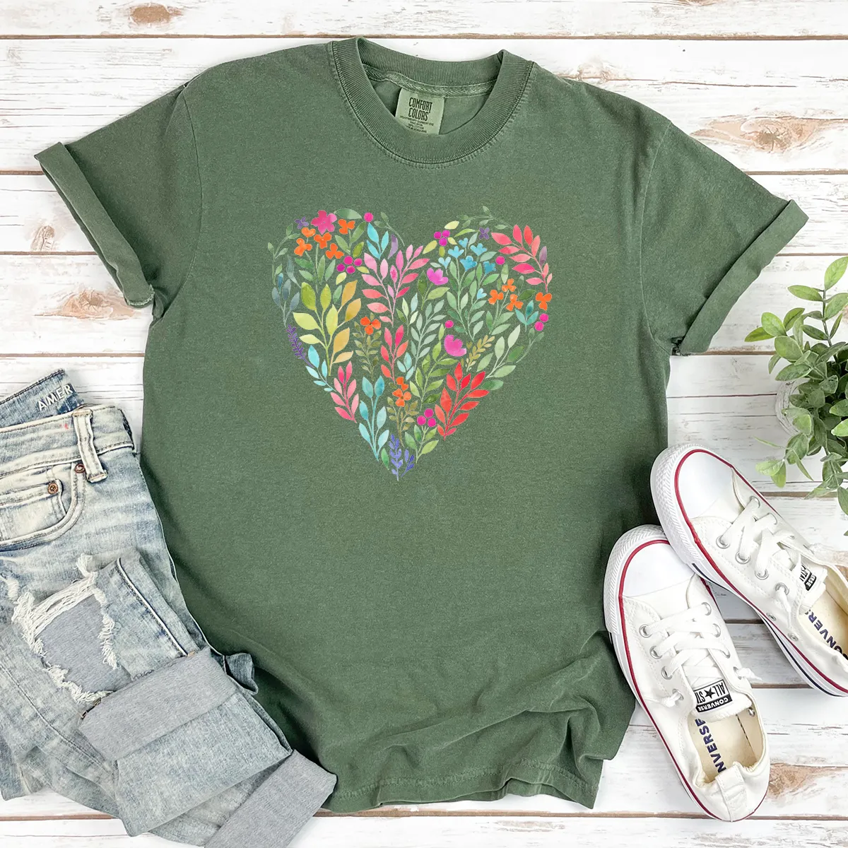 bright flower heart cotton tee