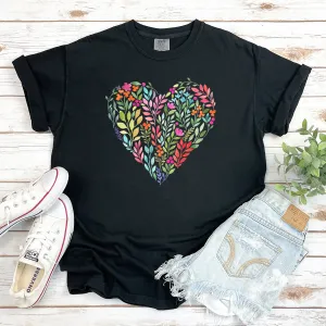 bright flower heart cotton tee