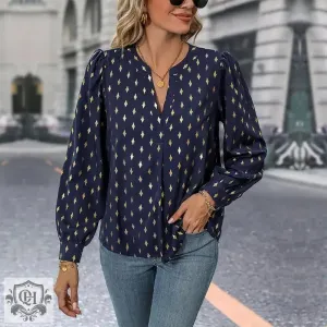 Bronze Geometric V-Neck Blouse