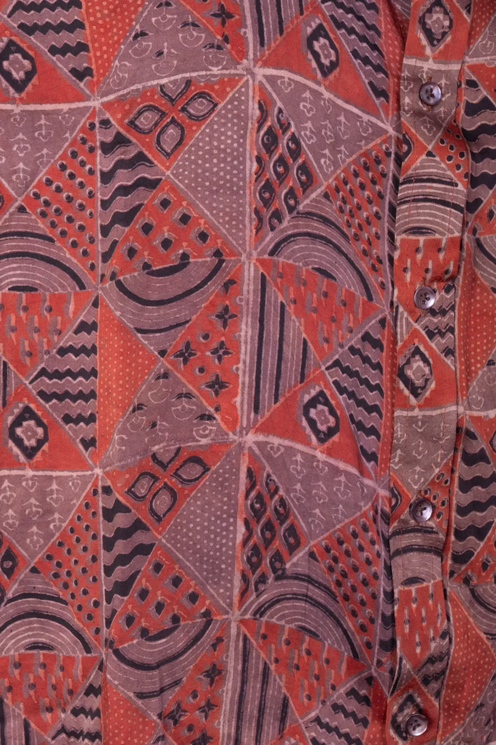 Brown Full Sleeve Jahota Print Modal Silk Mens Shirt10074379
