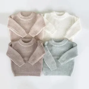 Casual Basic Knitted Kids Pullover - Pink, White, Beige, Grey, Black