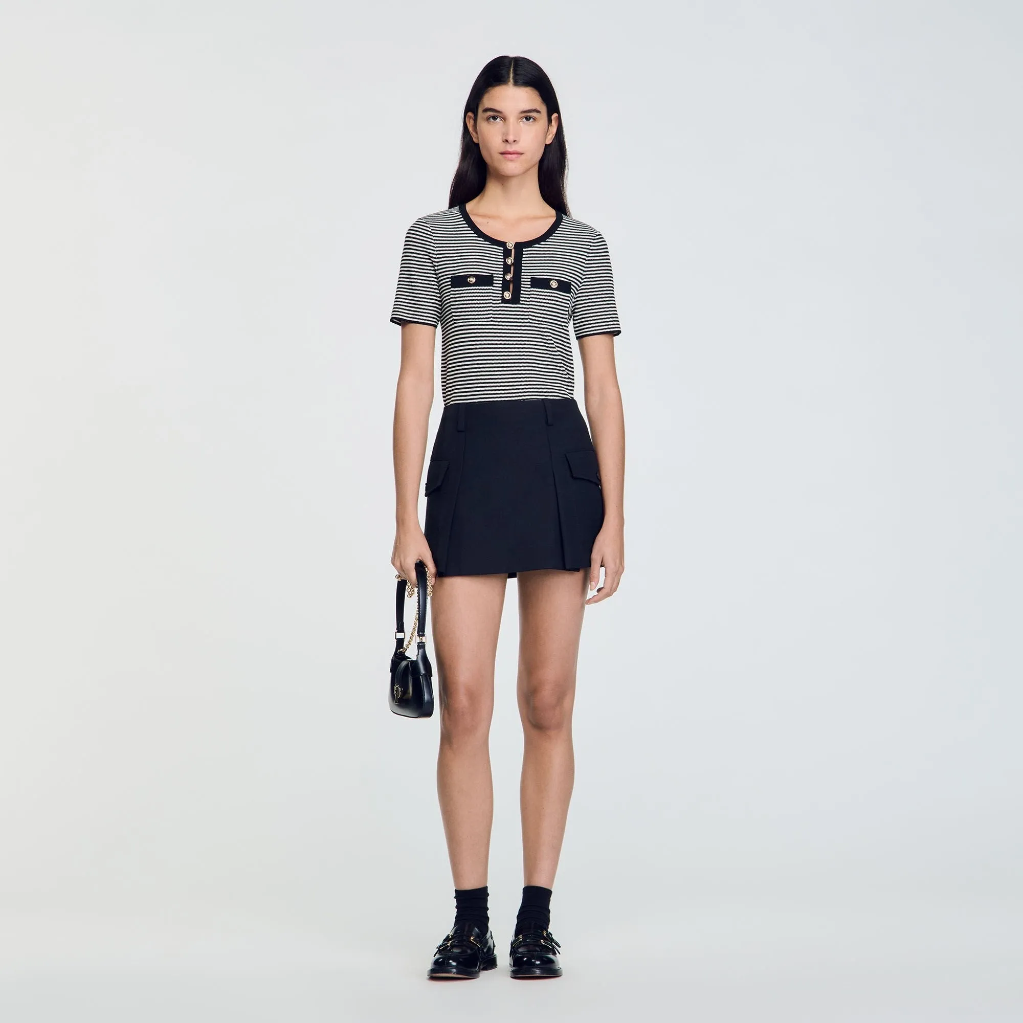 Celeste Ribbed Cropped Cardigan Black