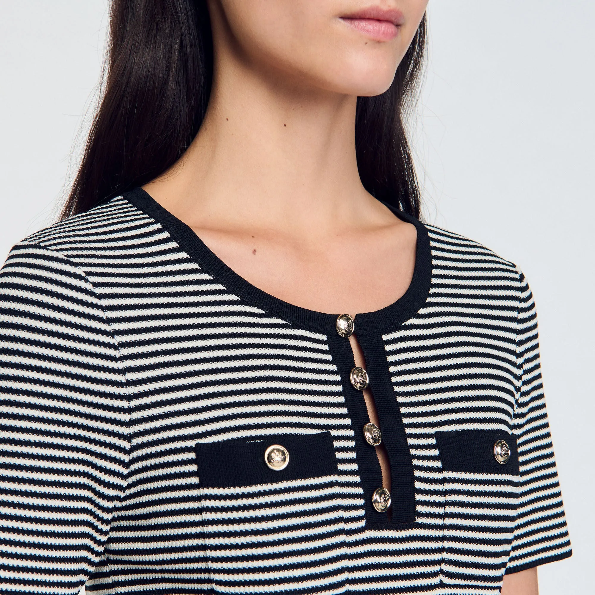 Celeste Ribbed Cropped Cardigan Black