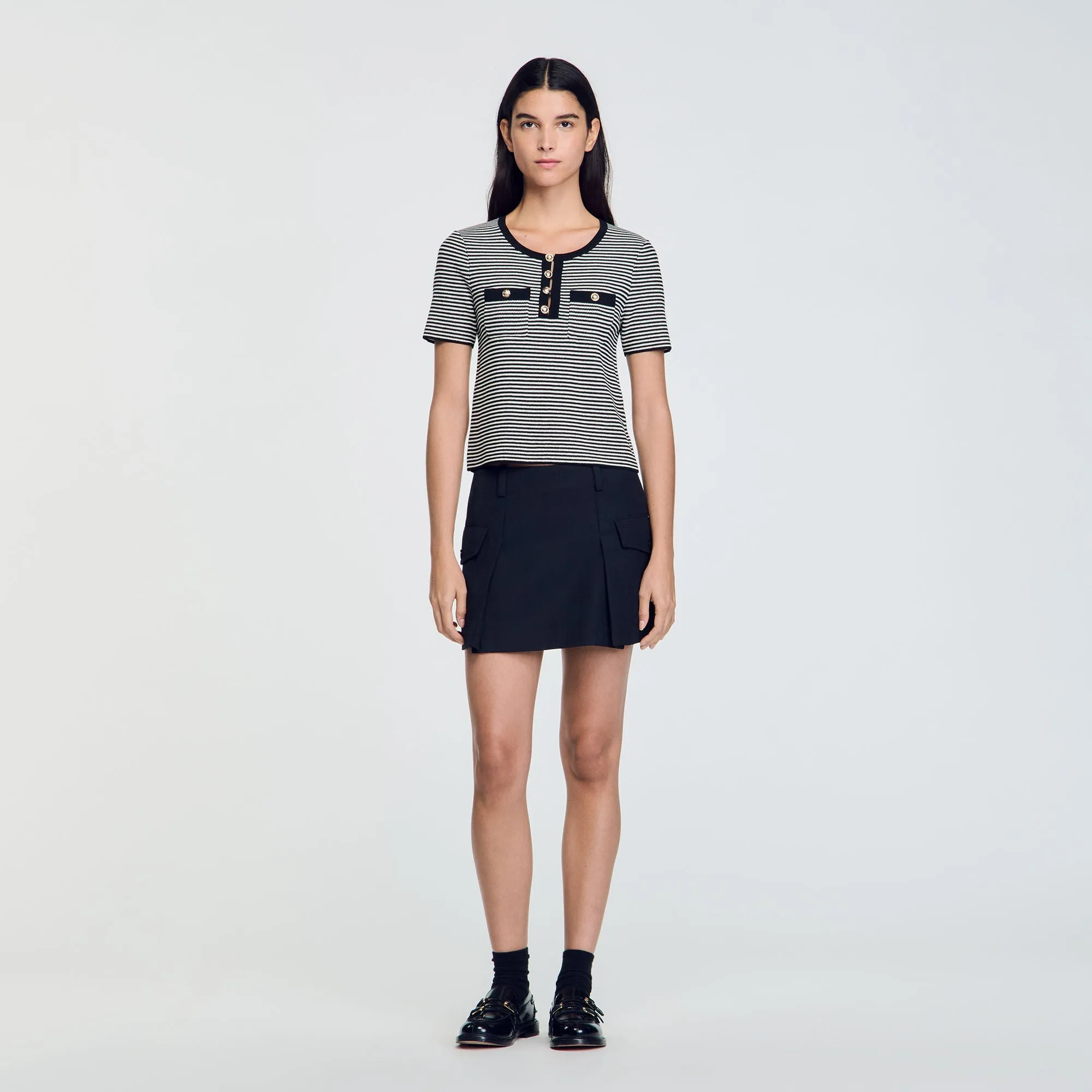 Celeste Ribbed Cropped Cardigan Black