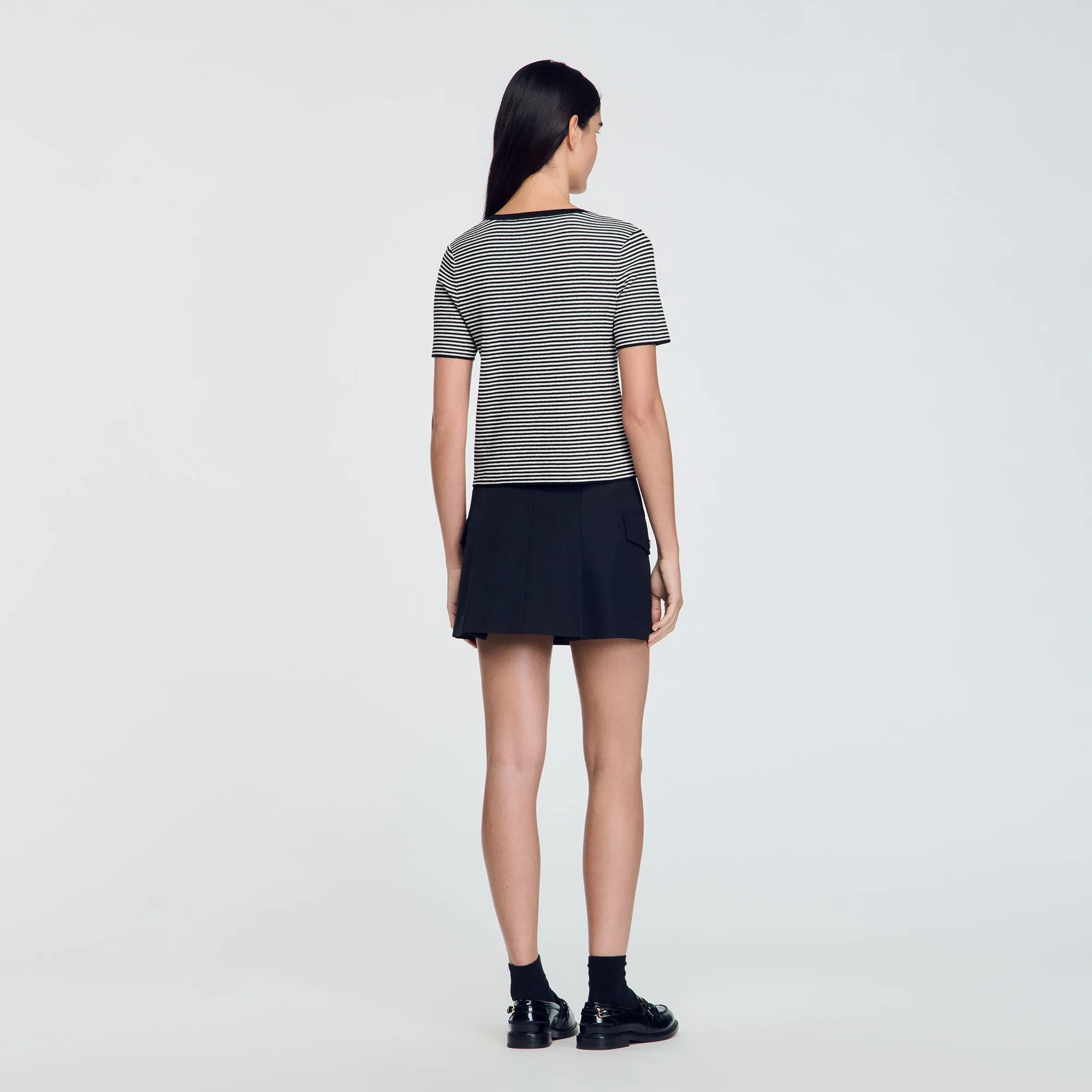 Celeste Ribbed Cropped Cardigan Black