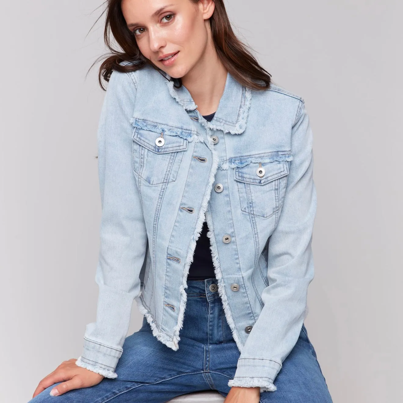 Charlie B - Jean Jacket With Frayed Edges