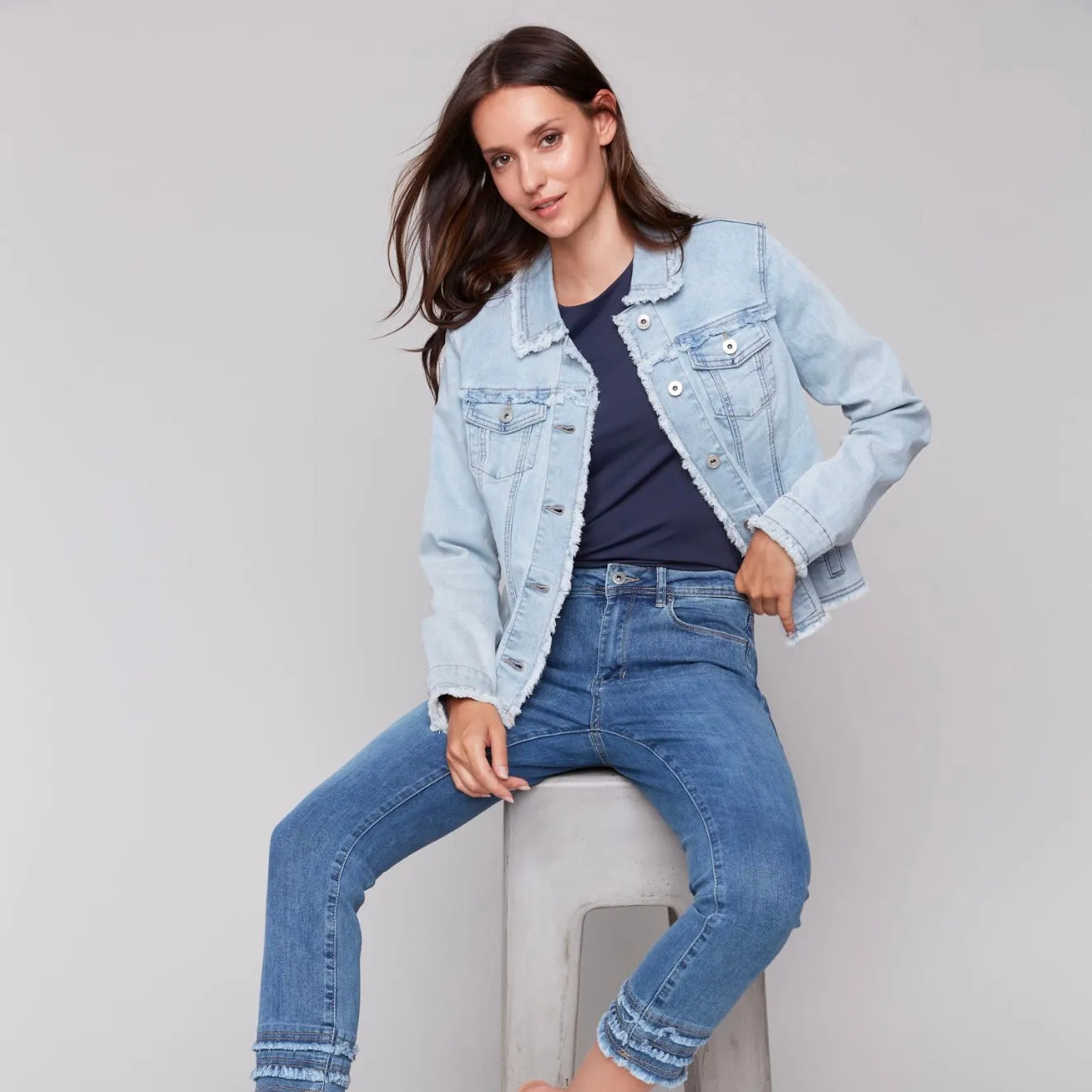 Charlie B - Jean Jacket With Frayed Edges