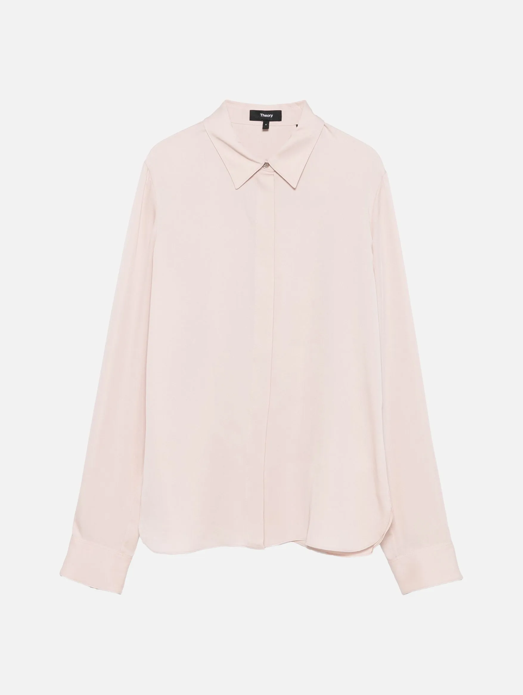 Classic Fitted Silk Shirt in Blush