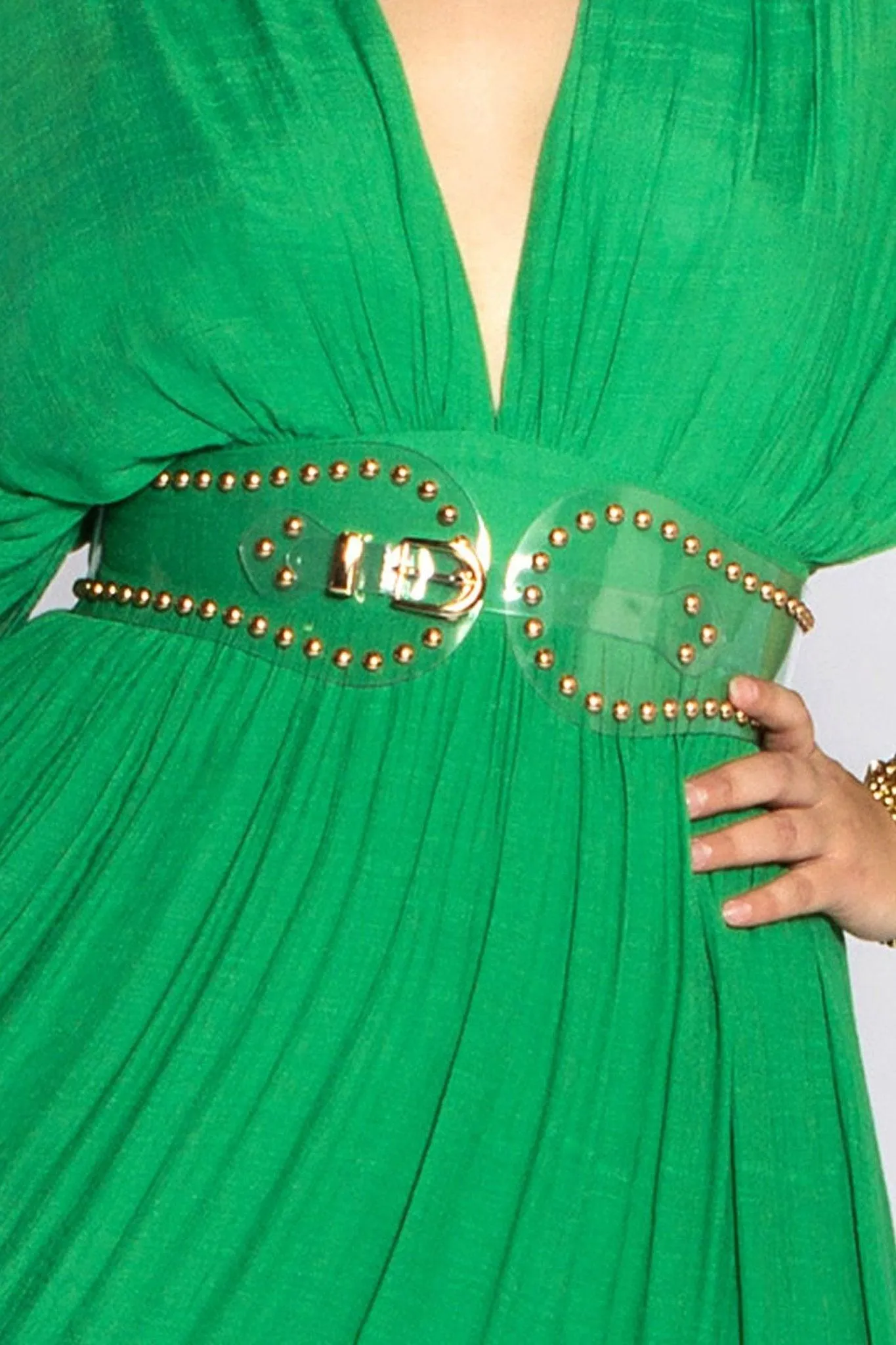 CLEAR STUDDED GOLD ACCENT BELT