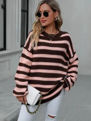 Colorful Striped Loose-Fit Sweater