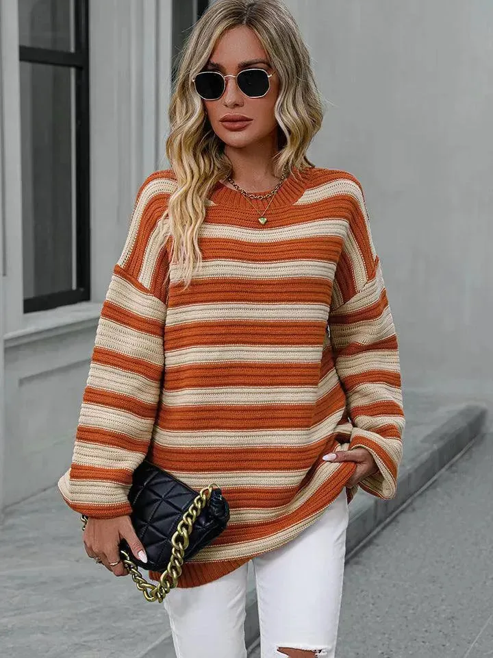Colorful Striped Loose-Fit Sweater