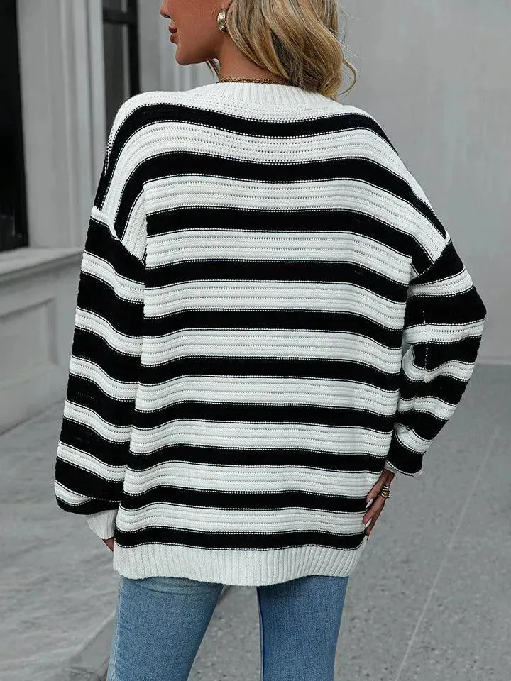 Colorful Striped Loose-Fit Sweater