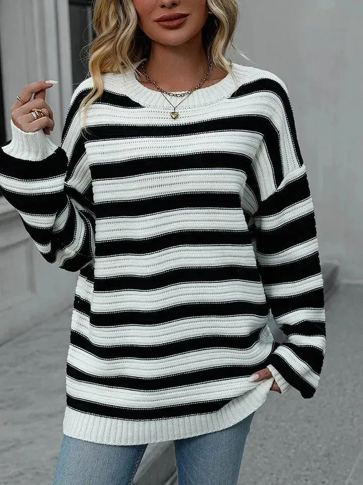 Colorful Striped Loose-Fit Sweater