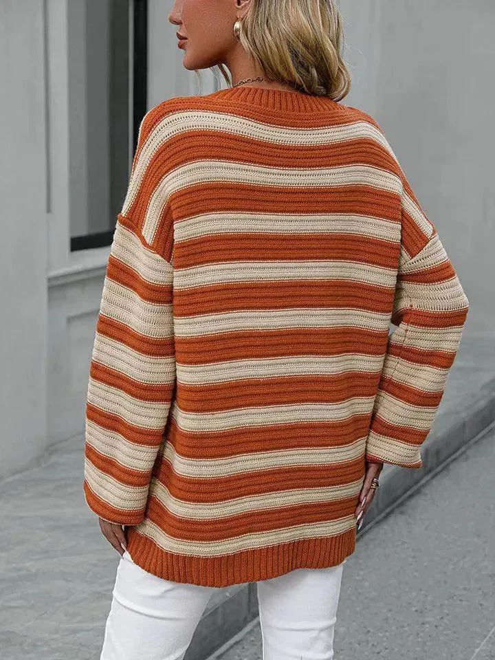 Colorful Striped Loose-Fit Sweater