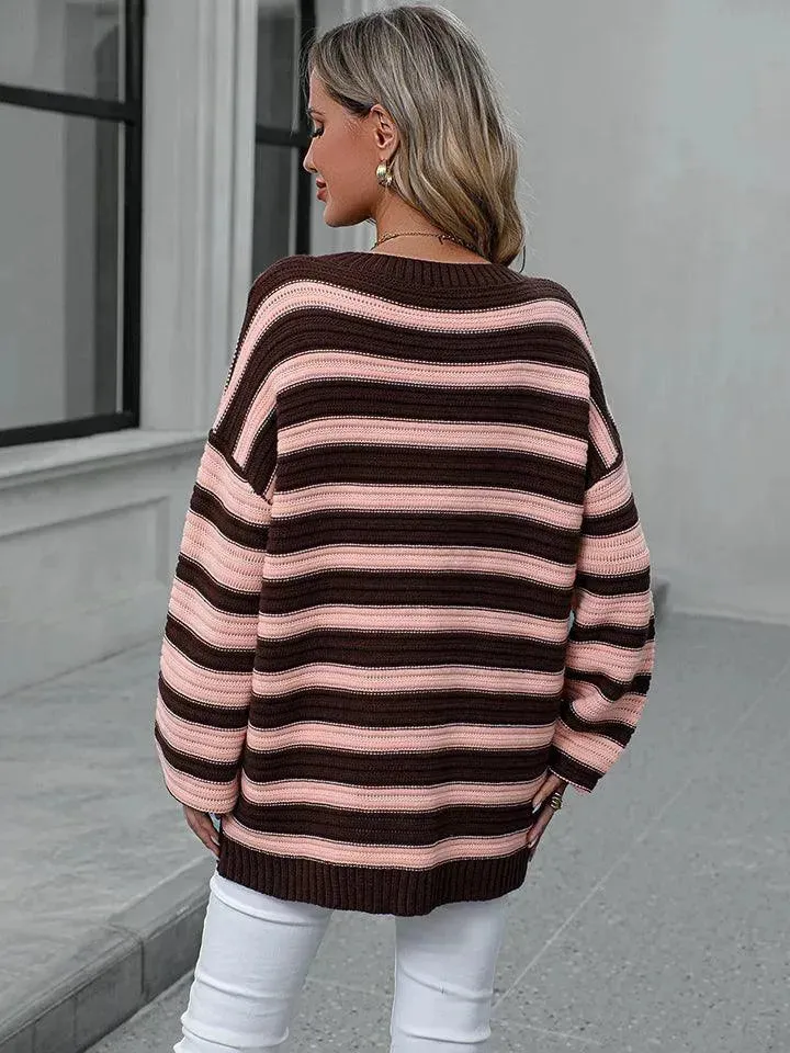 Colorful Striped Loose-Fit Sweater