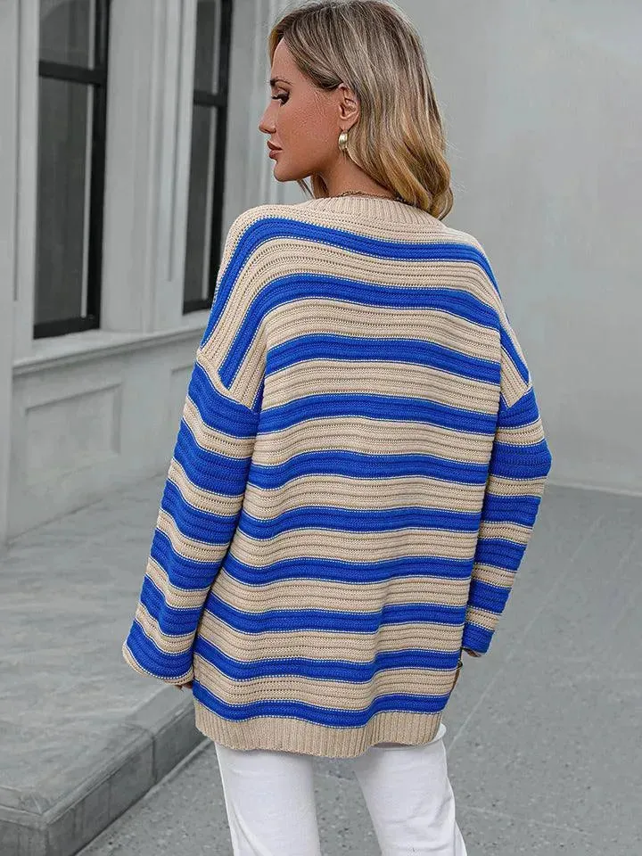 Colorful Striped Loose-Fit Sweater