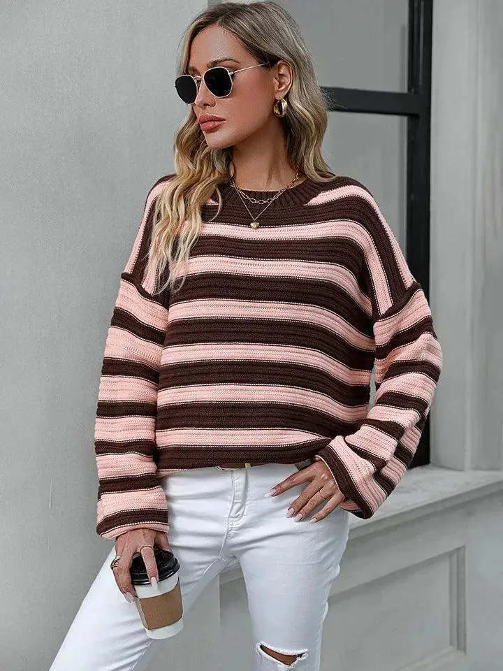 Colorful Striped Loose-Fit Sweater