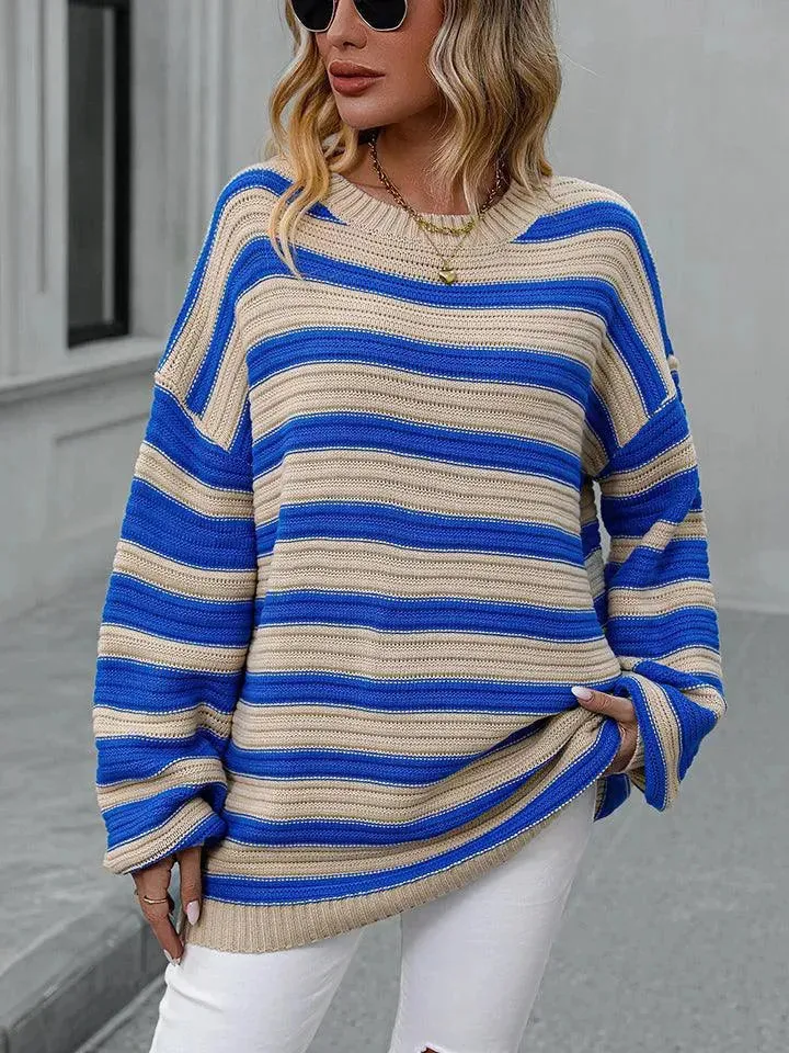 Colorful Striped Loose-Fit Sweater