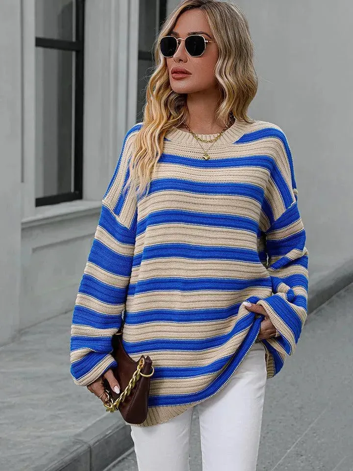 Colorful Striped Loose-Fit Sweater