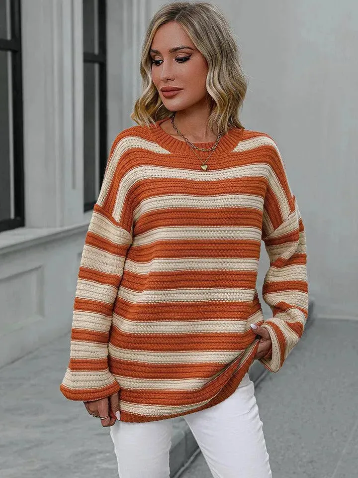 Colorful Striped Loose-Fit Sweater