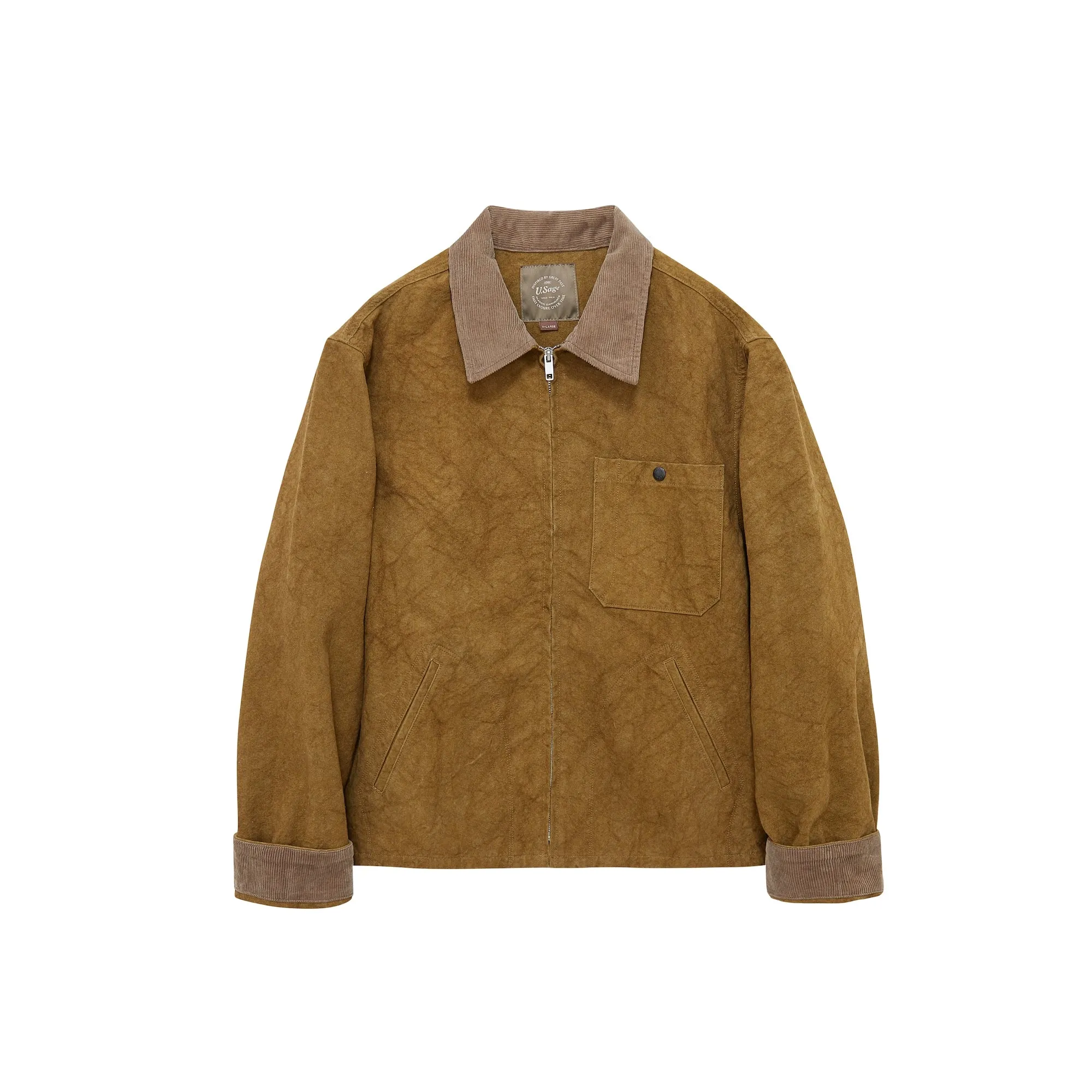 Corduroy Collar Zip Work Jacket