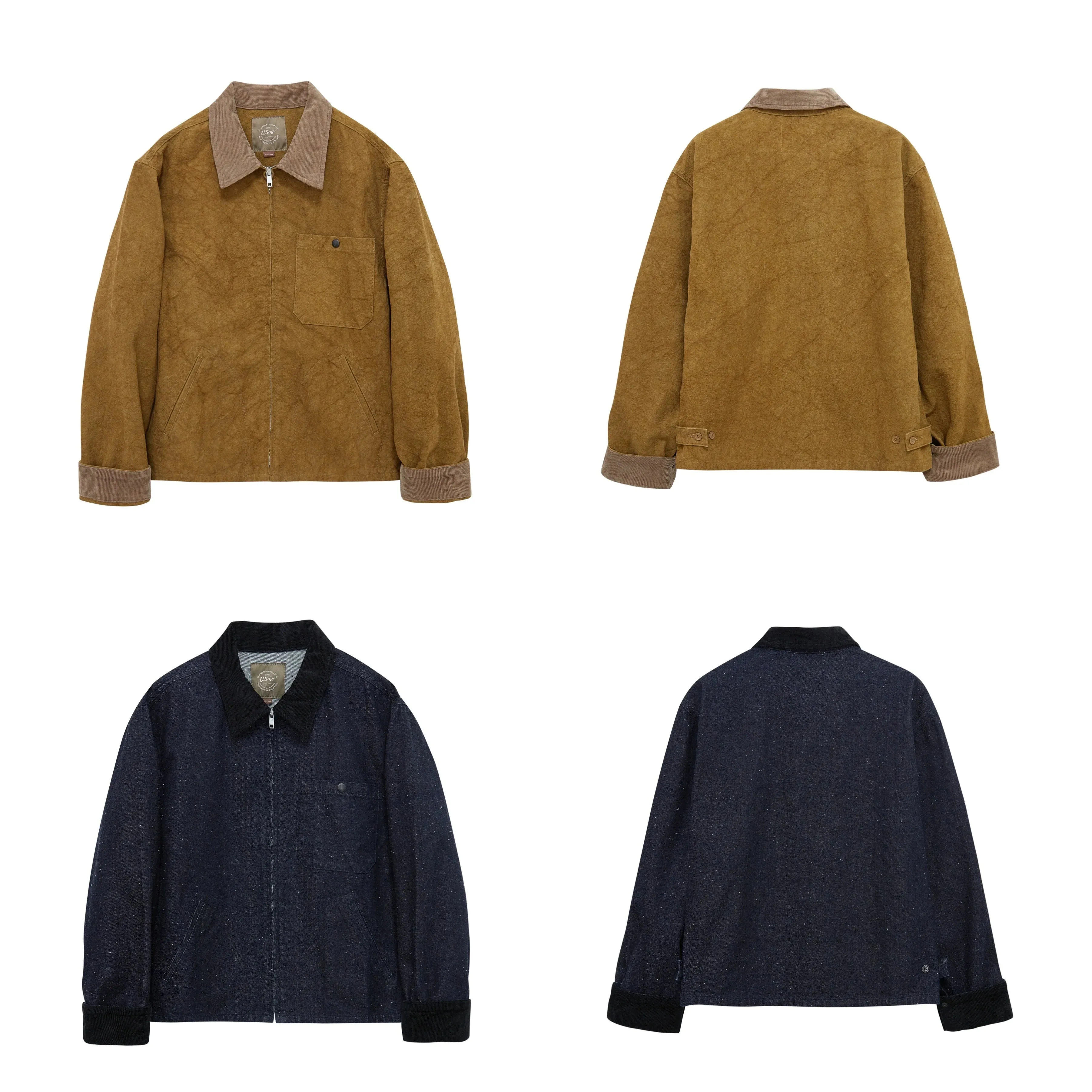 Corduroy Collar Zip Work Jacket