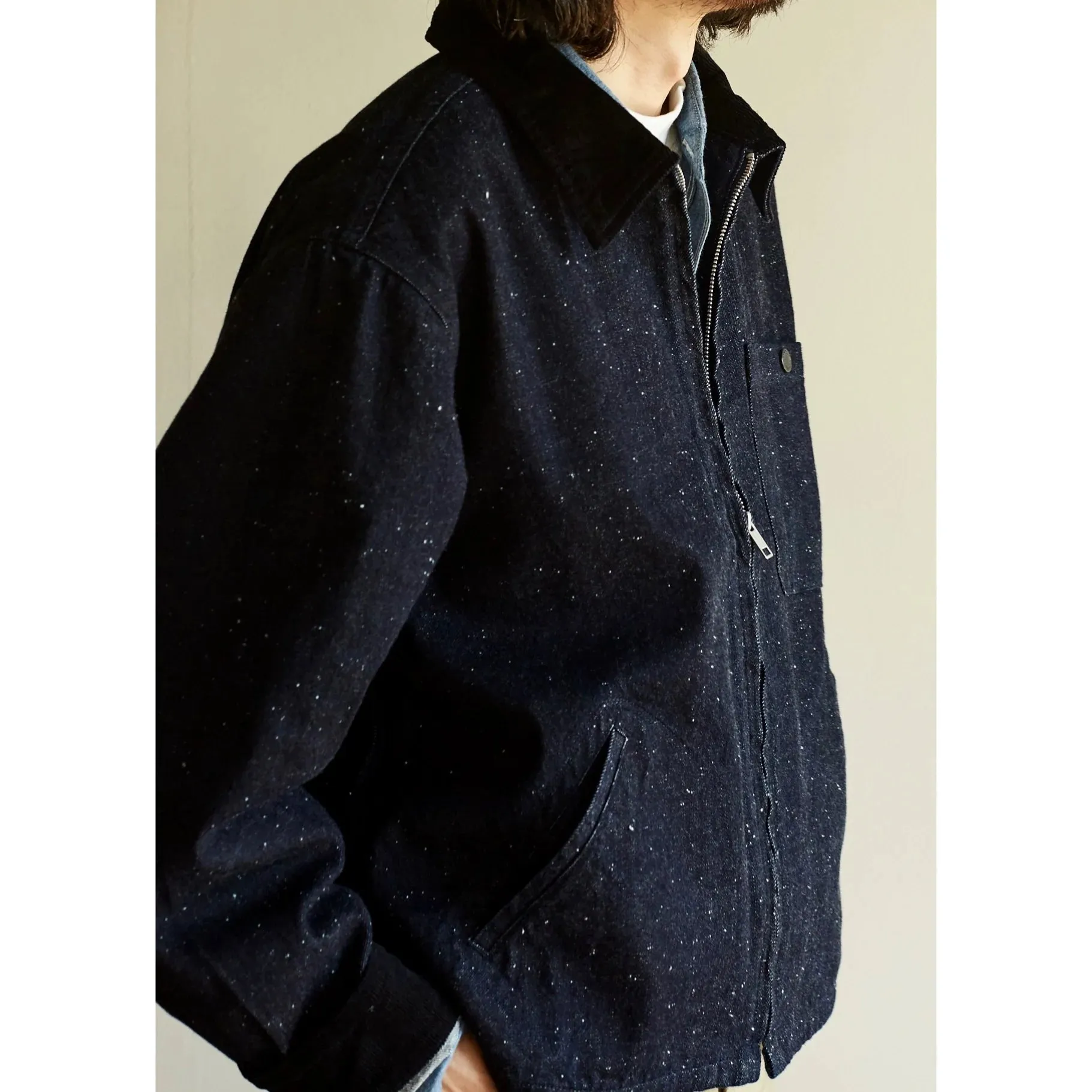 Corduroy Collar Zip Work Jacket