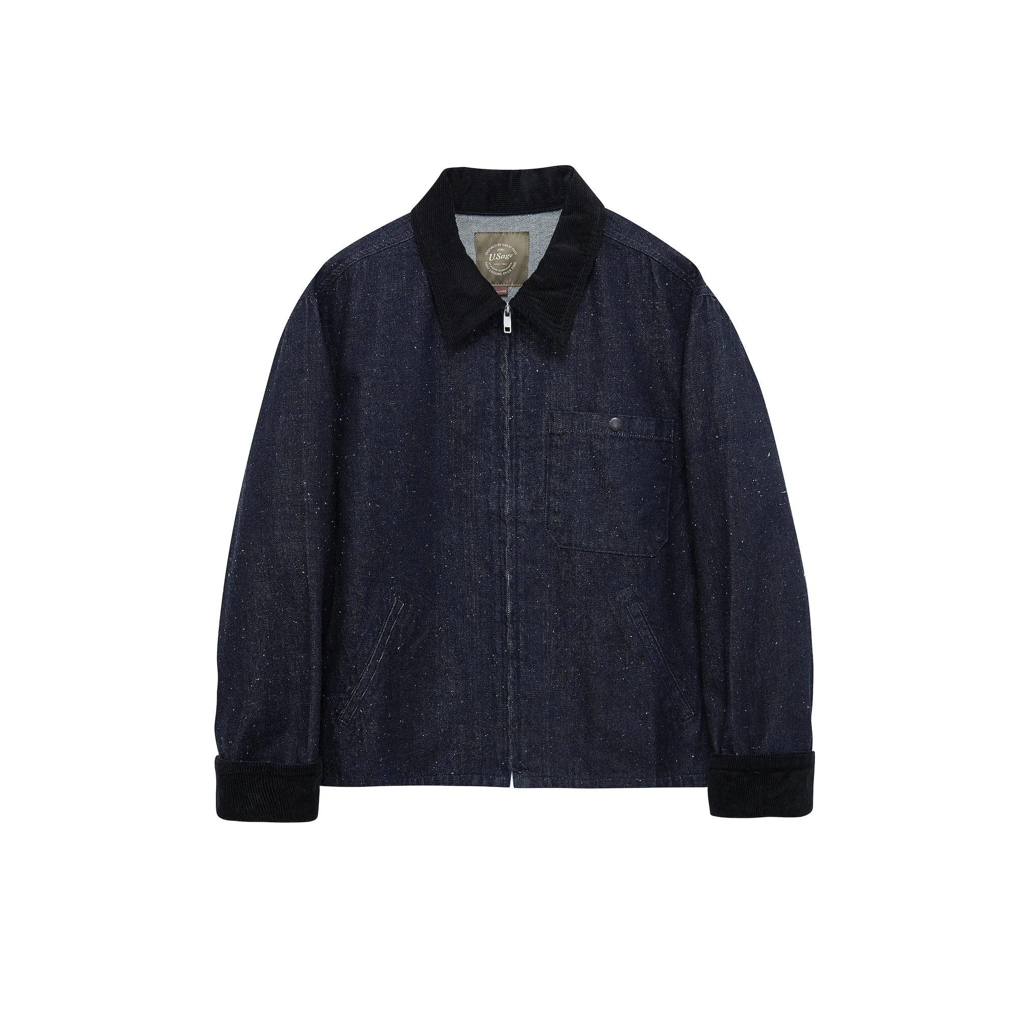 Corduroy Collar Zip Work Jacket