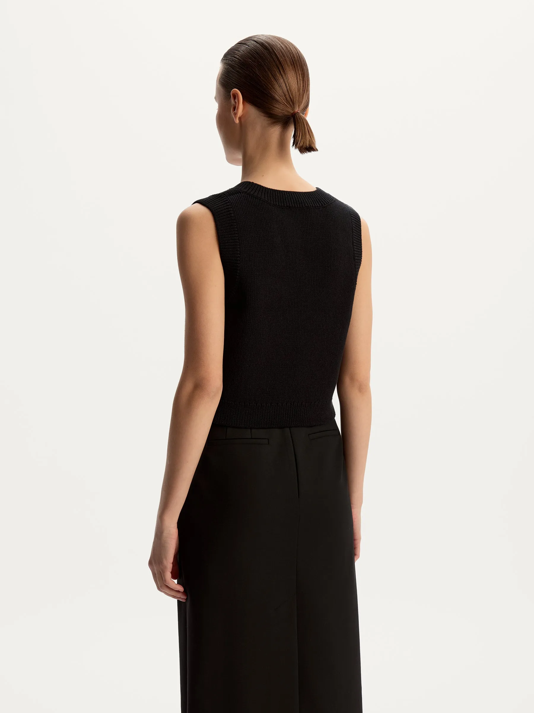 Cotton knit cropped top