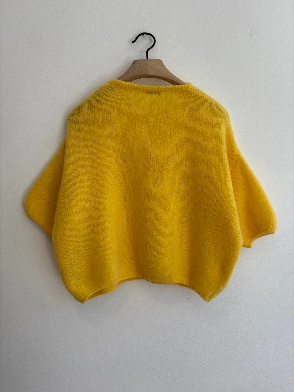 Cropped Sleeve Mohair Cardigan Sunny Yellow