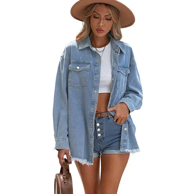 Denim Lapel Top