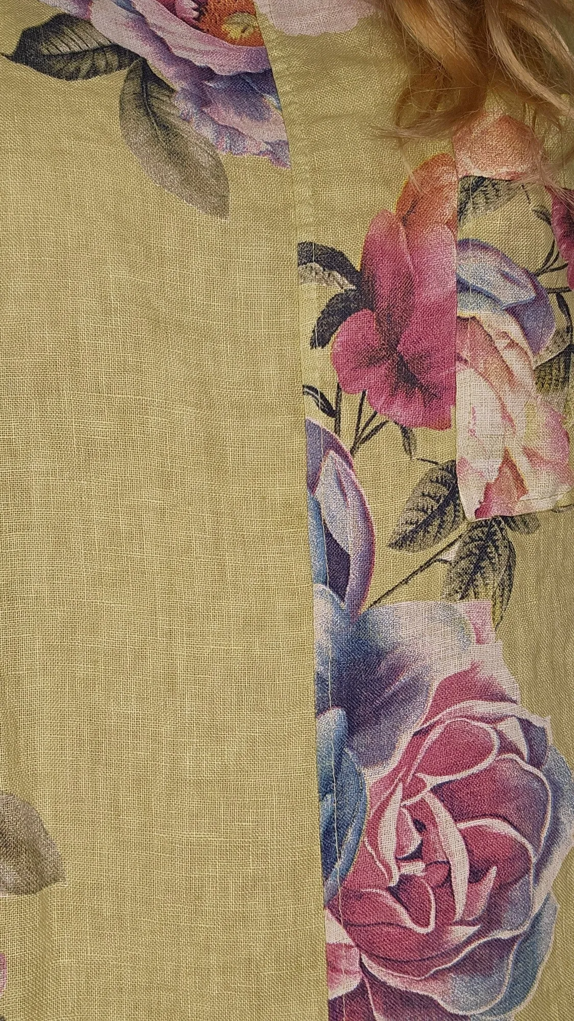 EASY PEASY T-SHAPE DRESS LINEN OMBRE PEONY LIME