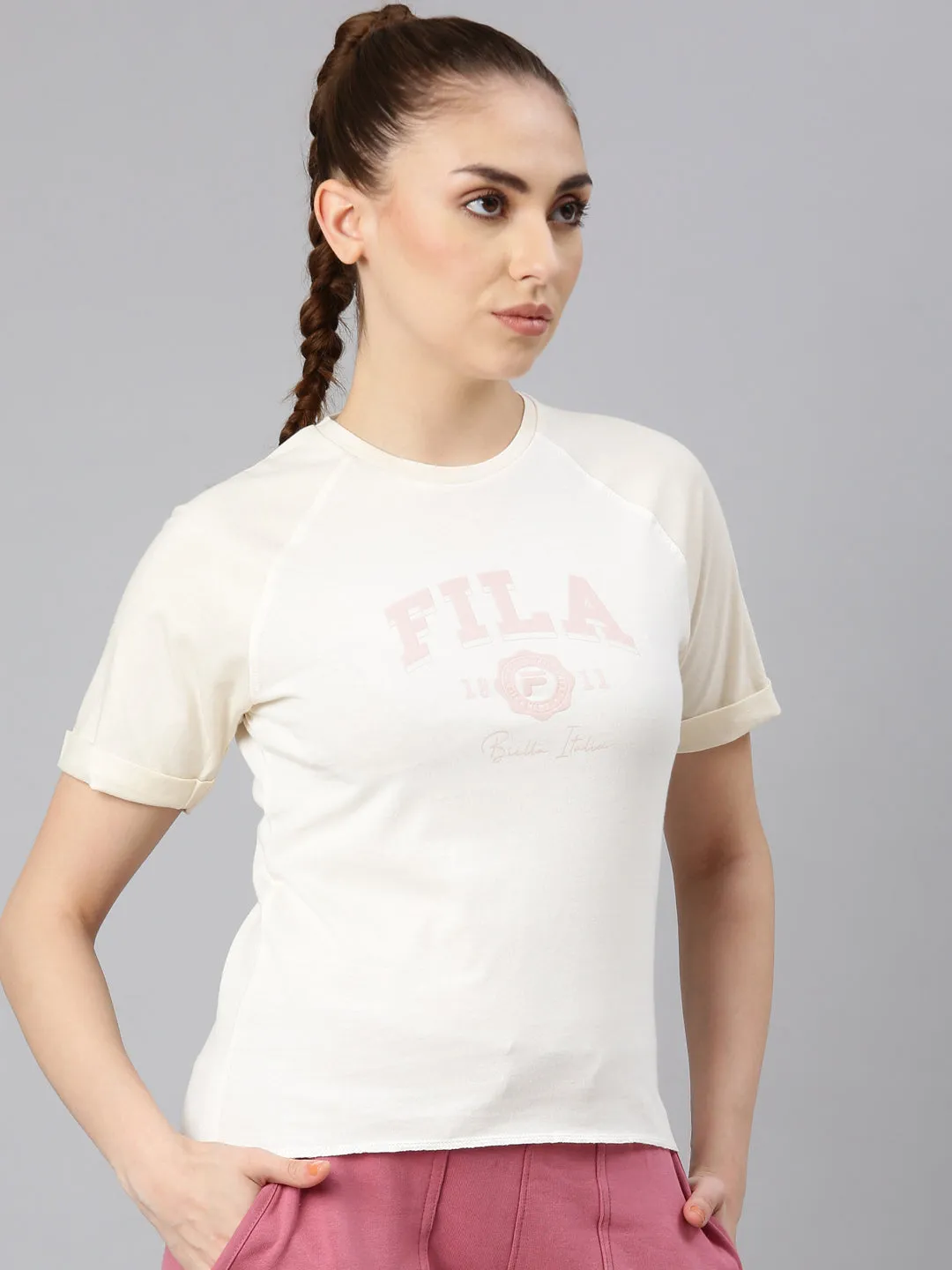 FILA Adults-Women Cream T Shirts