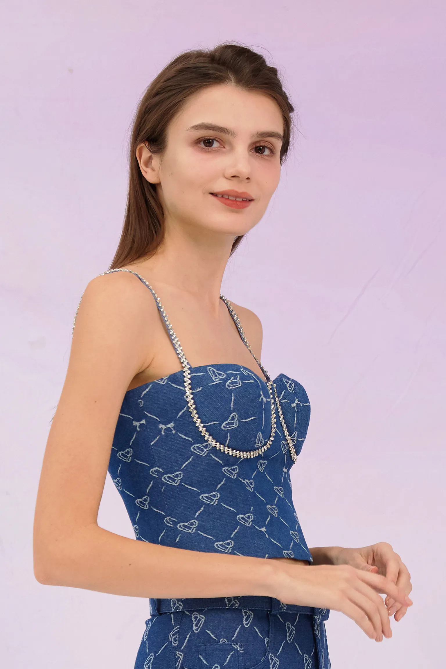 Gabbie Dark Blue Denim Bustier Top