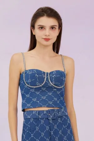 Gabbie Dark Blue Denim Bustier Top