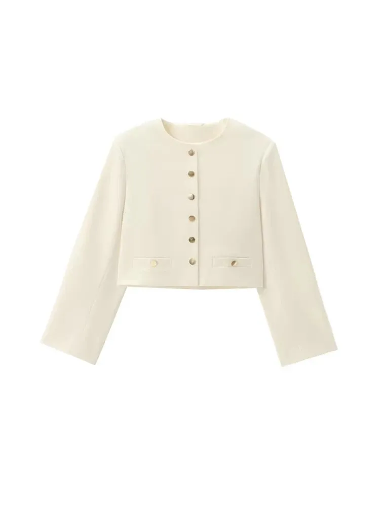 Golden Button Cropped Jacket