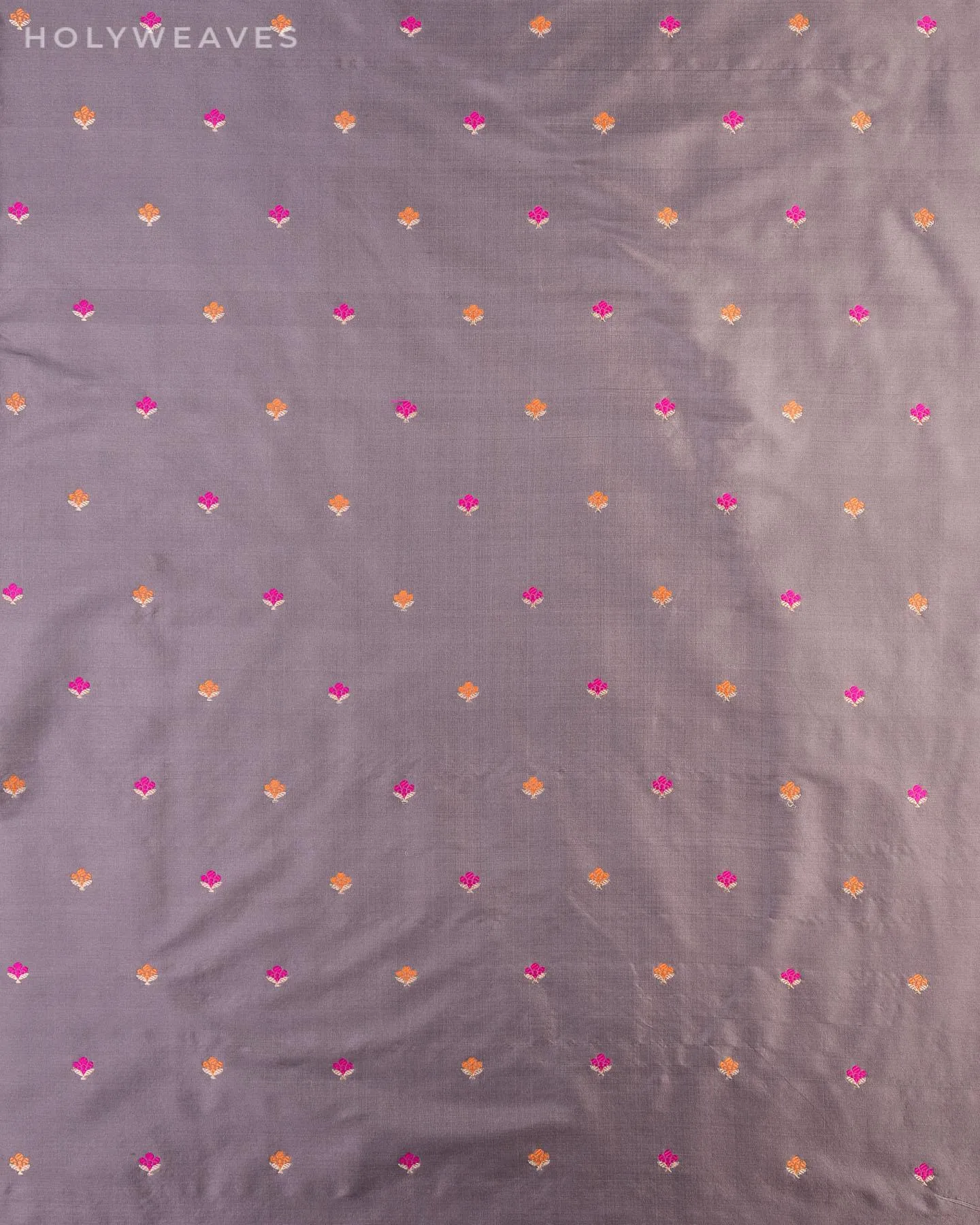 Gray Banarasi Alfi Maheen Buti Kadhuan Brocade Handwoven Katan Silk Fabric