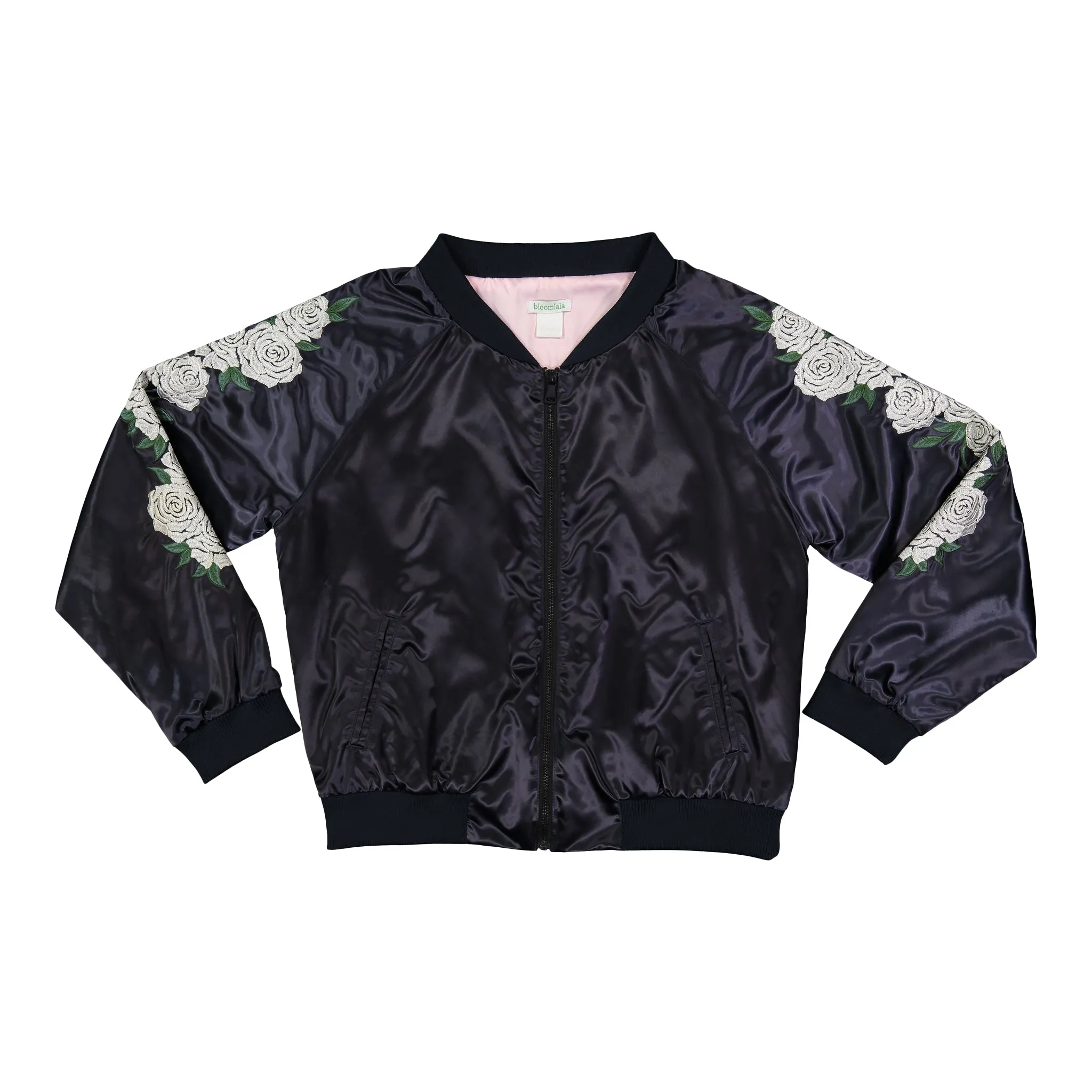 Ivory Rose Embroidered Reversible Bomber Jacket