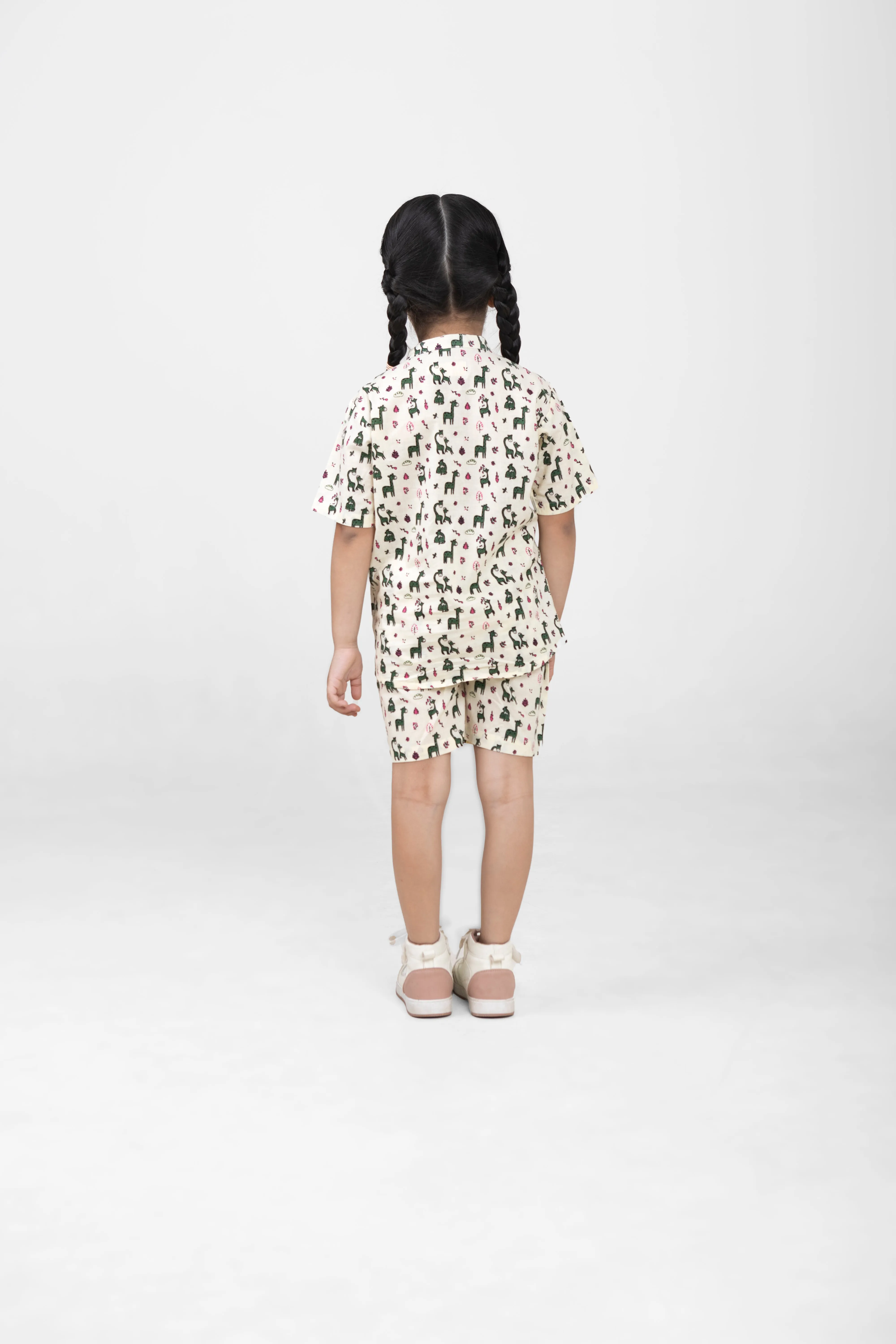 Kids Cotton Half Sleeves Co-ords Set For Unisex (Animals Print)