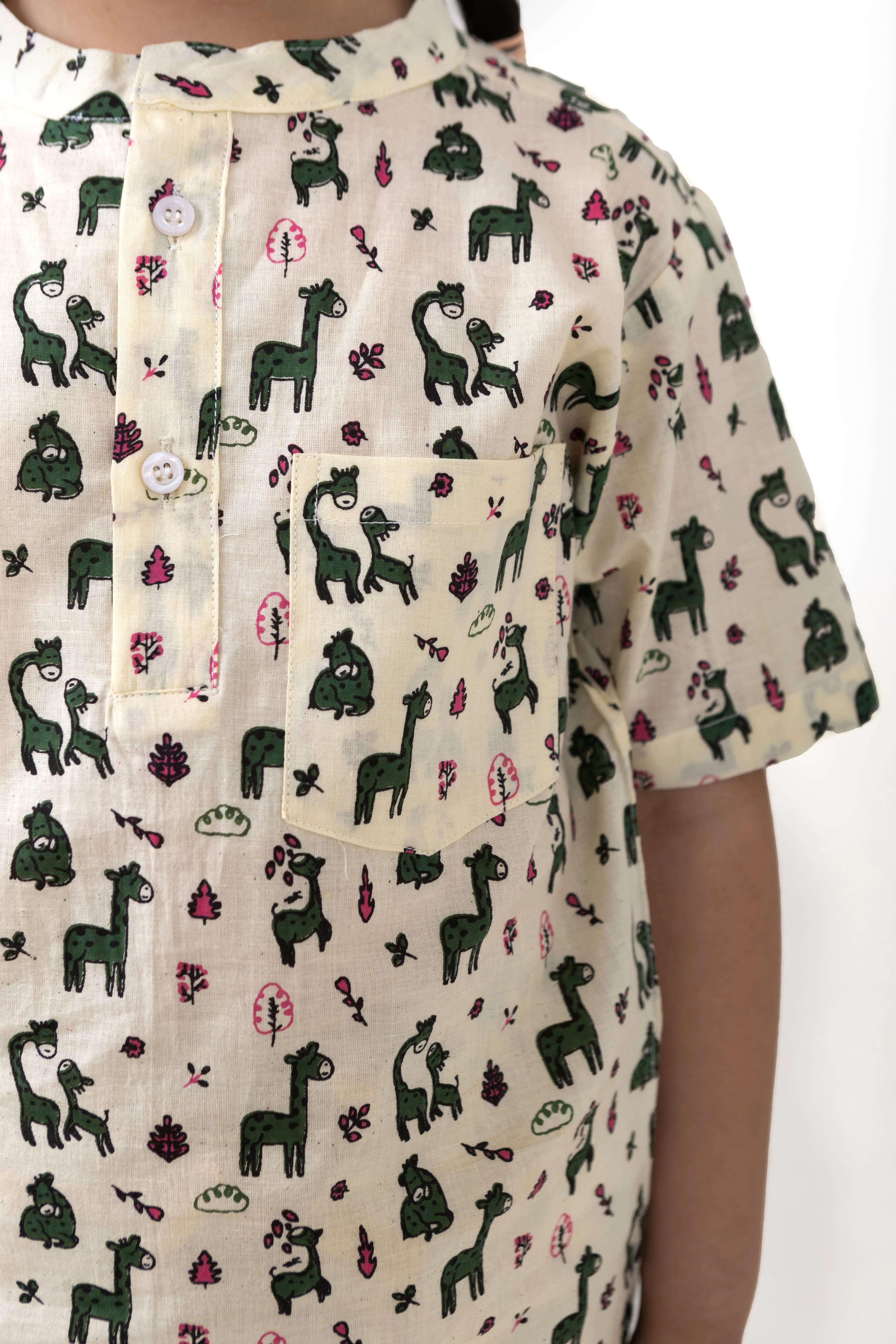 Kids Cotton Half Sleeves Co-ords Set For Unisex (Animals Print)