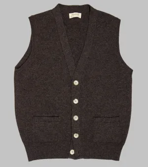 Lambswool Sleeveless Cardigan Cocoa