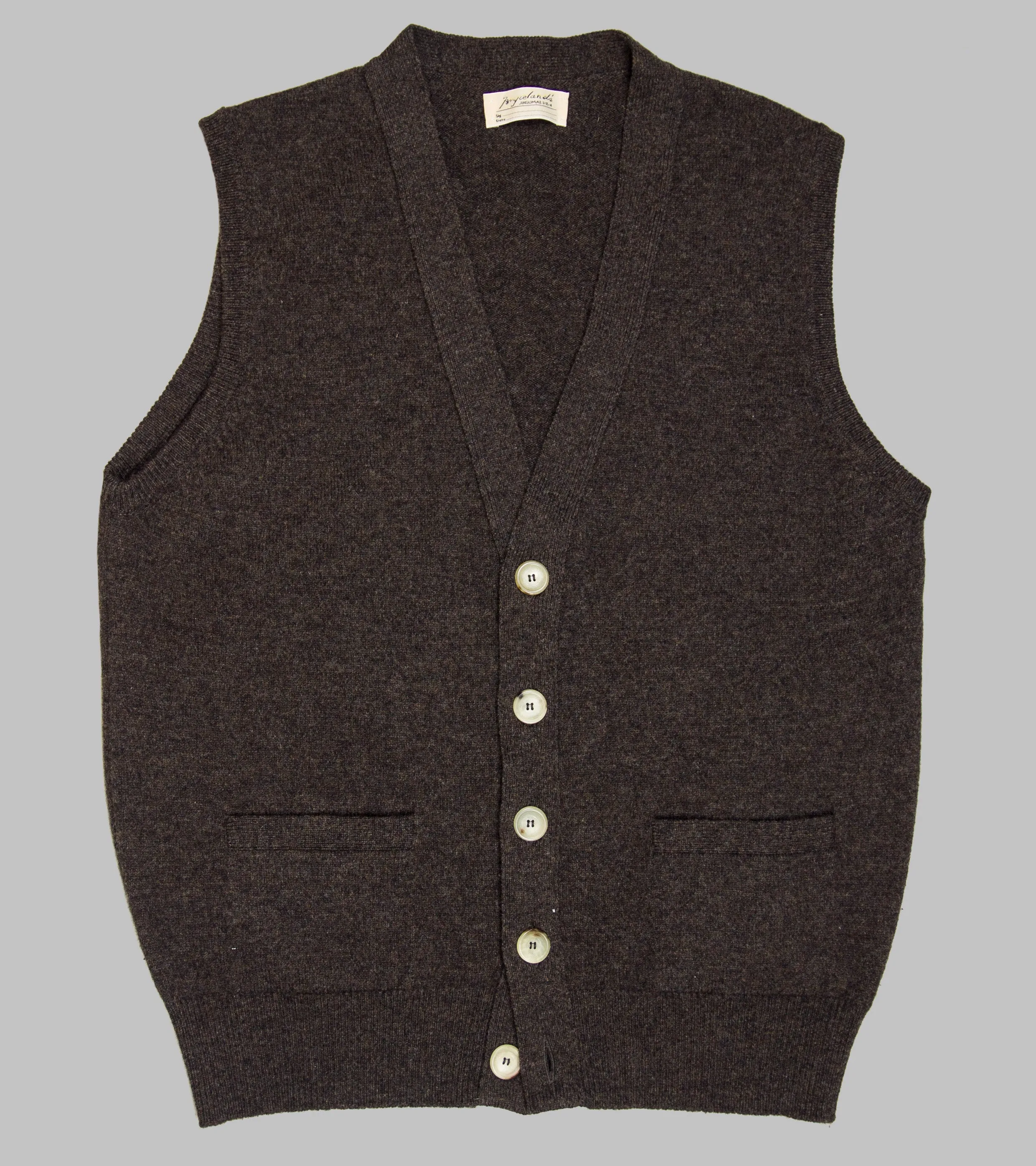 Lambswool Sleeveless Cardigan Cocoa